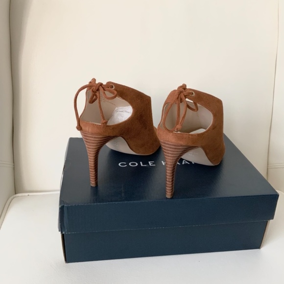 Cole Haan Emmett Ch British Tan Brown Suede Pumps Sandal Stiletto Heel Shoes - Picture 14 of 15